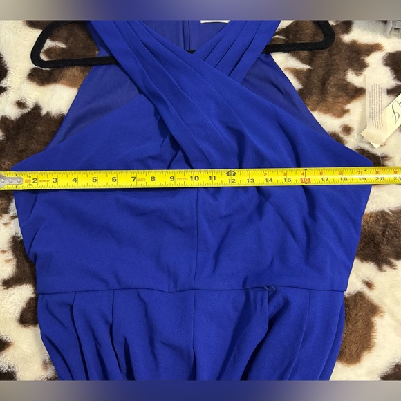 Eliza J Royal Blue Criss Cross Halter Jumpsuit NWT Tie Waist Wide Leg - Picture 8 of 8